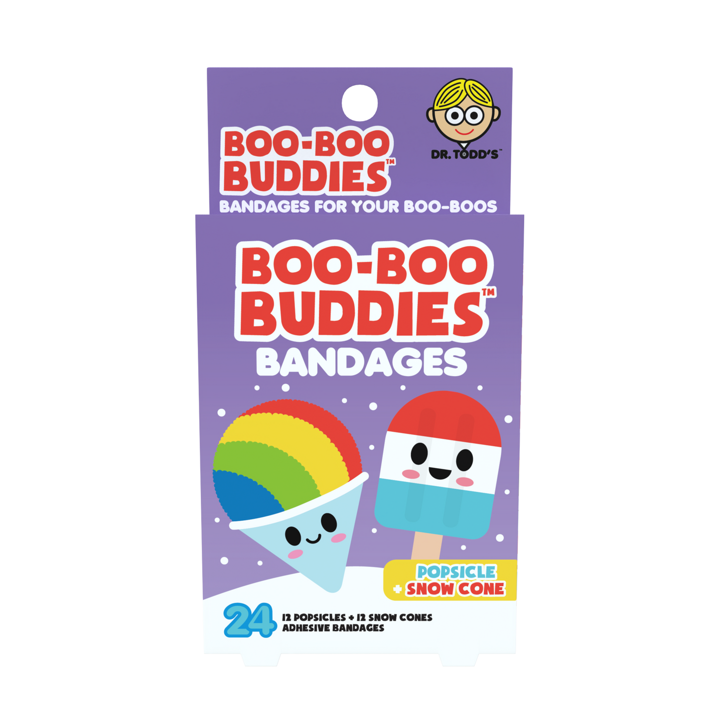 Popsicle & Snow Cone Bandages for Kids – Waterproof, Latex-Free, 24 Count | Dr. Todd’s Boo-Boo Buddies®