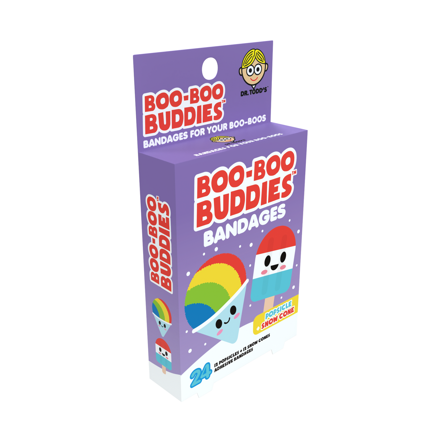 Popsicle & Snow Cone Bandages for Kids – Waterproof, Latex-Free, 24 Count | Dr. Todd’s Boo-Boo Buddies®