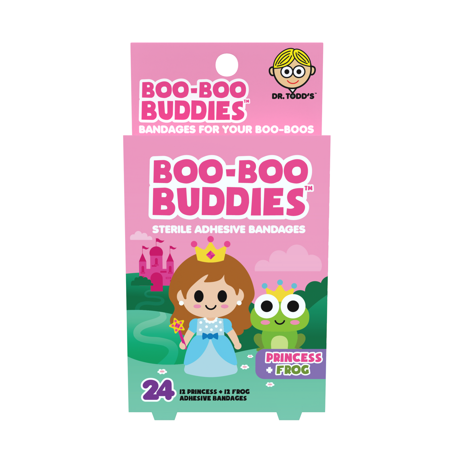 Princess & Frog Bandages for Kids – Waterproof, Latex-Free, 24 Count | Dr. Todd’s Boo-Boo Buddies®