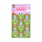 Boo-Boo Buddies® Princess and Frog sticker sheet with 12 cute 1-inch vinyl stickers featuring smiling frogs and crown-wearing princesses on a fairytale-themed green and purple background
