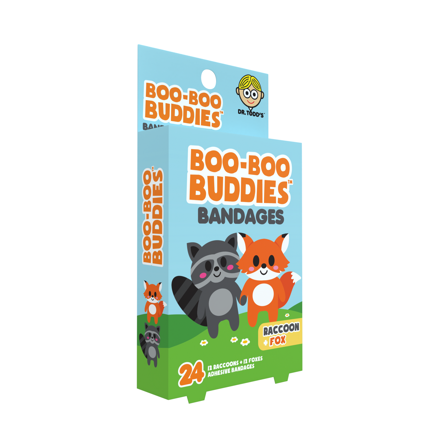 Raccoon & Fox Bandages for Kids – Waterproof, Latex-Free, 24 Count