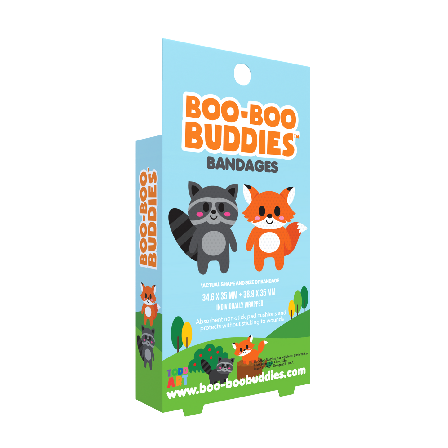 Raccoon & Fox Bandages for Kids – Waterproof, Latex-Free, 24 Count