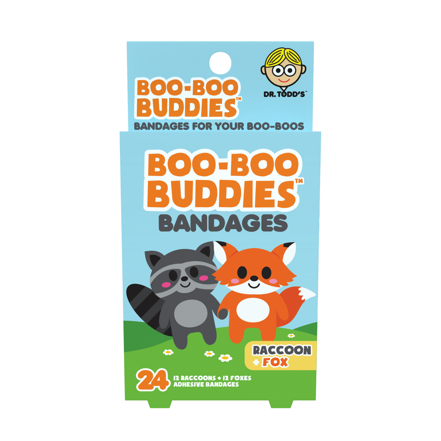 Raccoon & Fox Bandages for Kids – Waterproof, Latex-Free, 24 Count