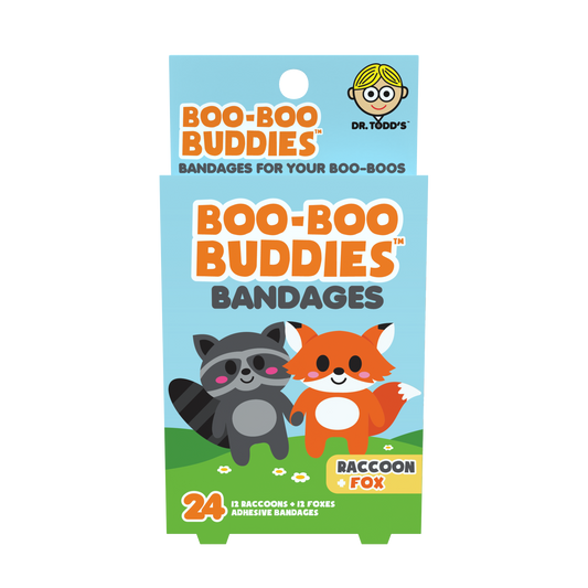 Raccoon & Fox Bandages for Kids – Waterproof, Latex-Free, 24 Count