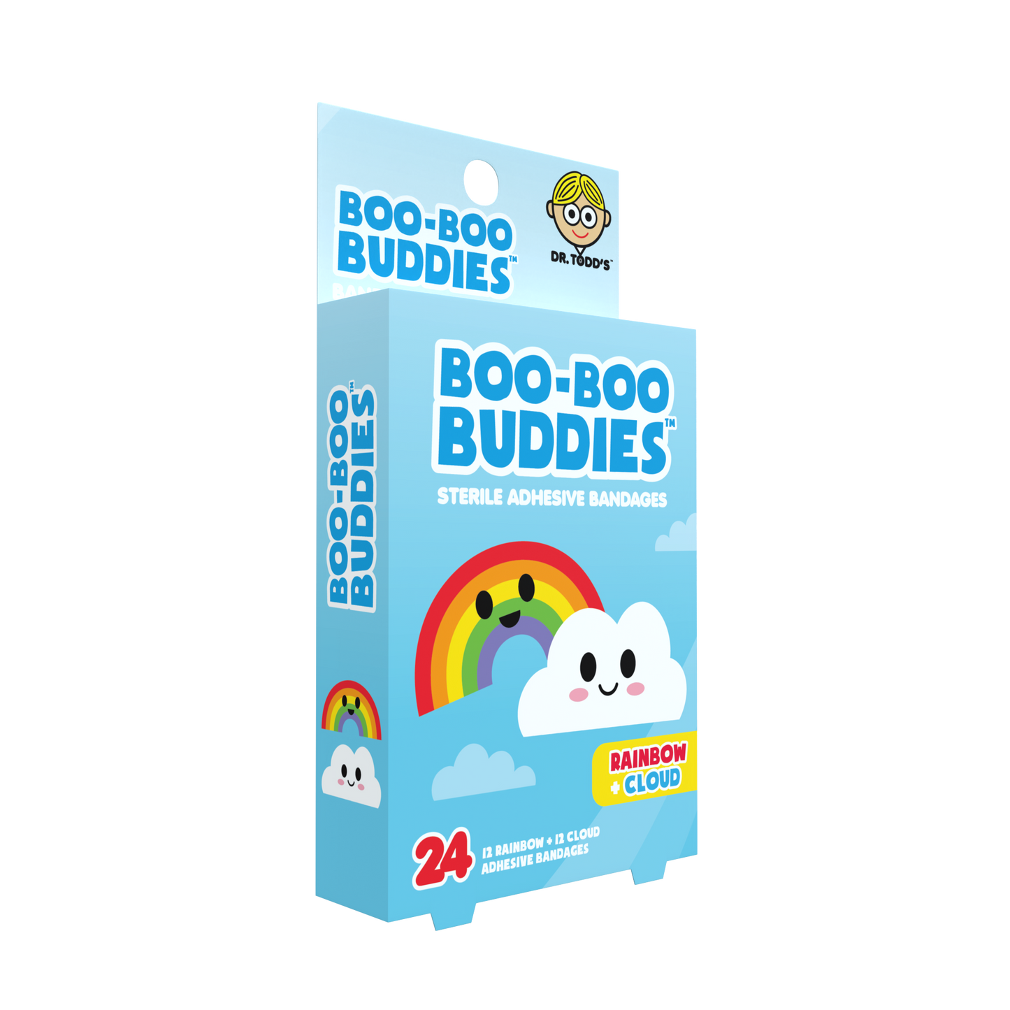 Boo Boo Buddies™ Rainbow & Cloud Bandages – 24 Ct | Fun Shaped, Waterproof, Latex-Free Bandages for Kids