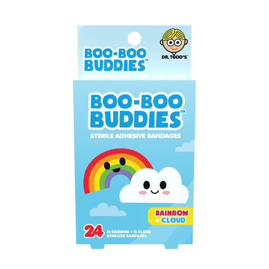 Boo Boo Buddies™ Rainbow & Cloud Bandages – 24 Ct | Fun Shaped, Waterproof, Latex-Free Bandages for Kids