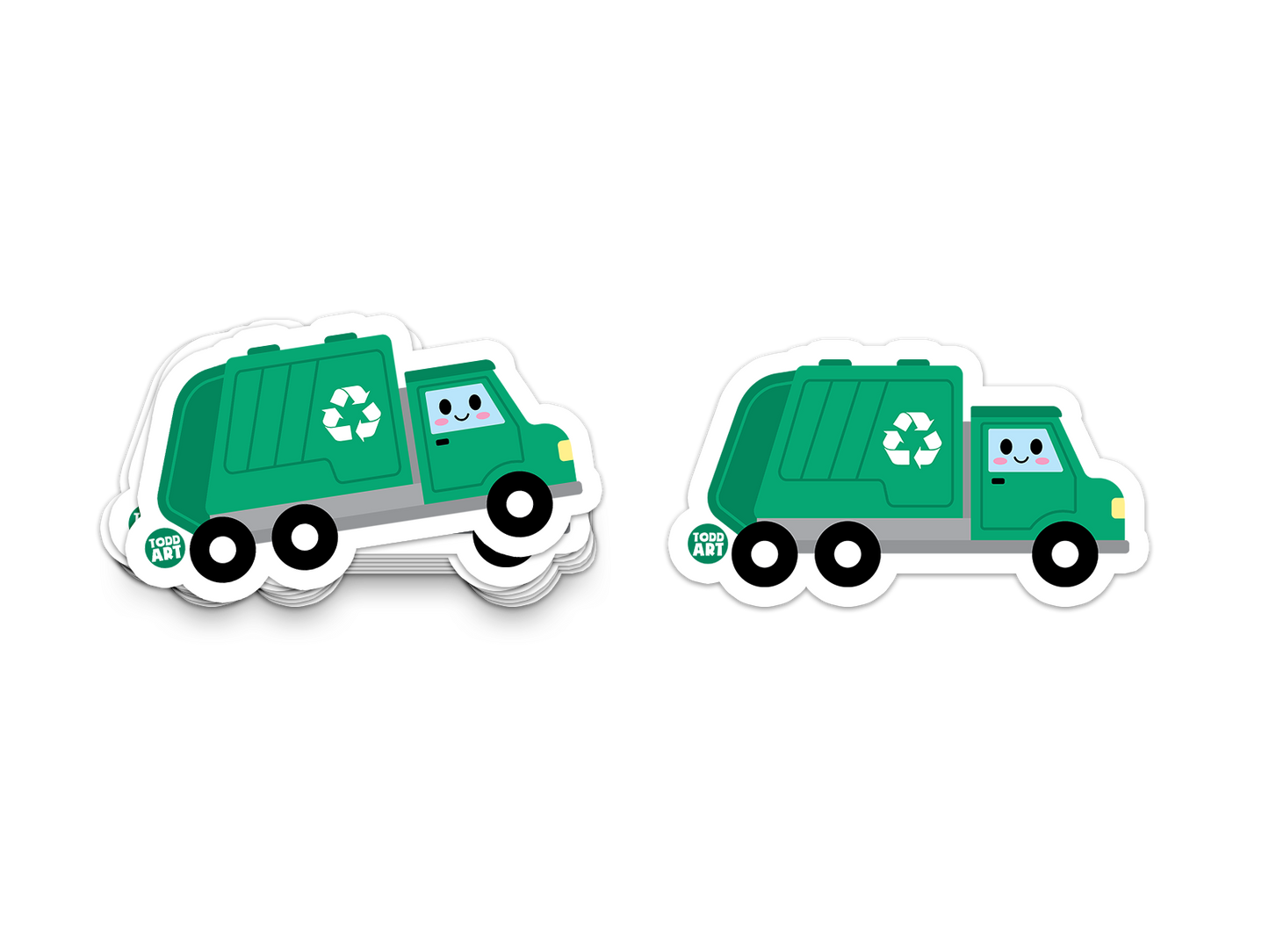 Recycling Truck Vinyl Sticker – 1-Inch Waterproof Sticker for Kids, Water Bottles & School Supplies