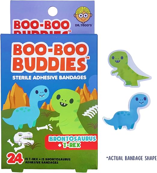2-Pack Boo Boo Buddie Bigfoot & Yeti + Dinosaur Bandages – 48 Count | Fun Kids Bandages | Latex-Free, Waterproof Adhesive for Sensitive Skin | First Aid