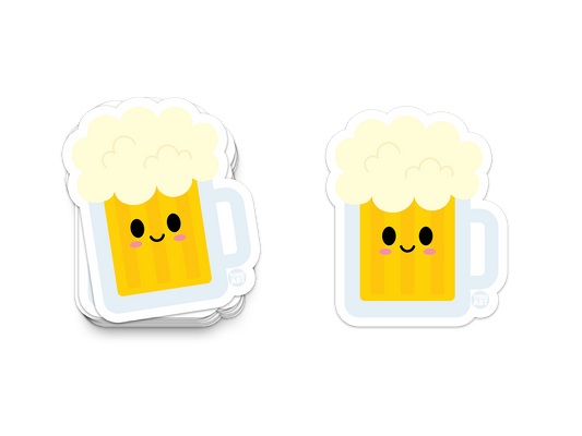 Boo Boo Buddies Beer Mug sticker – frothy beer mug with happy expression vinyl sticker for Oktoberfest and gifts

