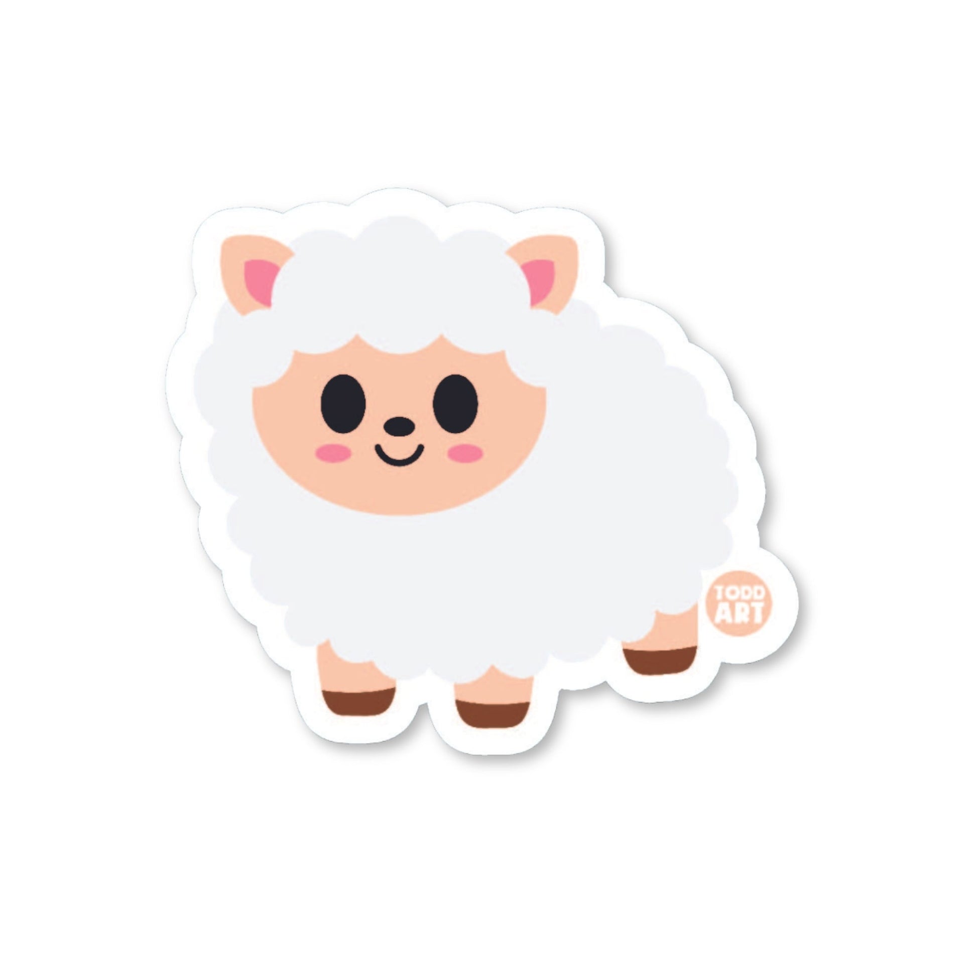 Cute kawaii sheep vinyl sticker — glossy 3″ die‑cut with fluffy wool for animal lovers & planners