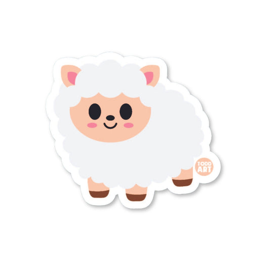Cute kawaii sheep vinyl sticker — glossy 3″ die‑cut with fluffy wool for animal lovers & planners