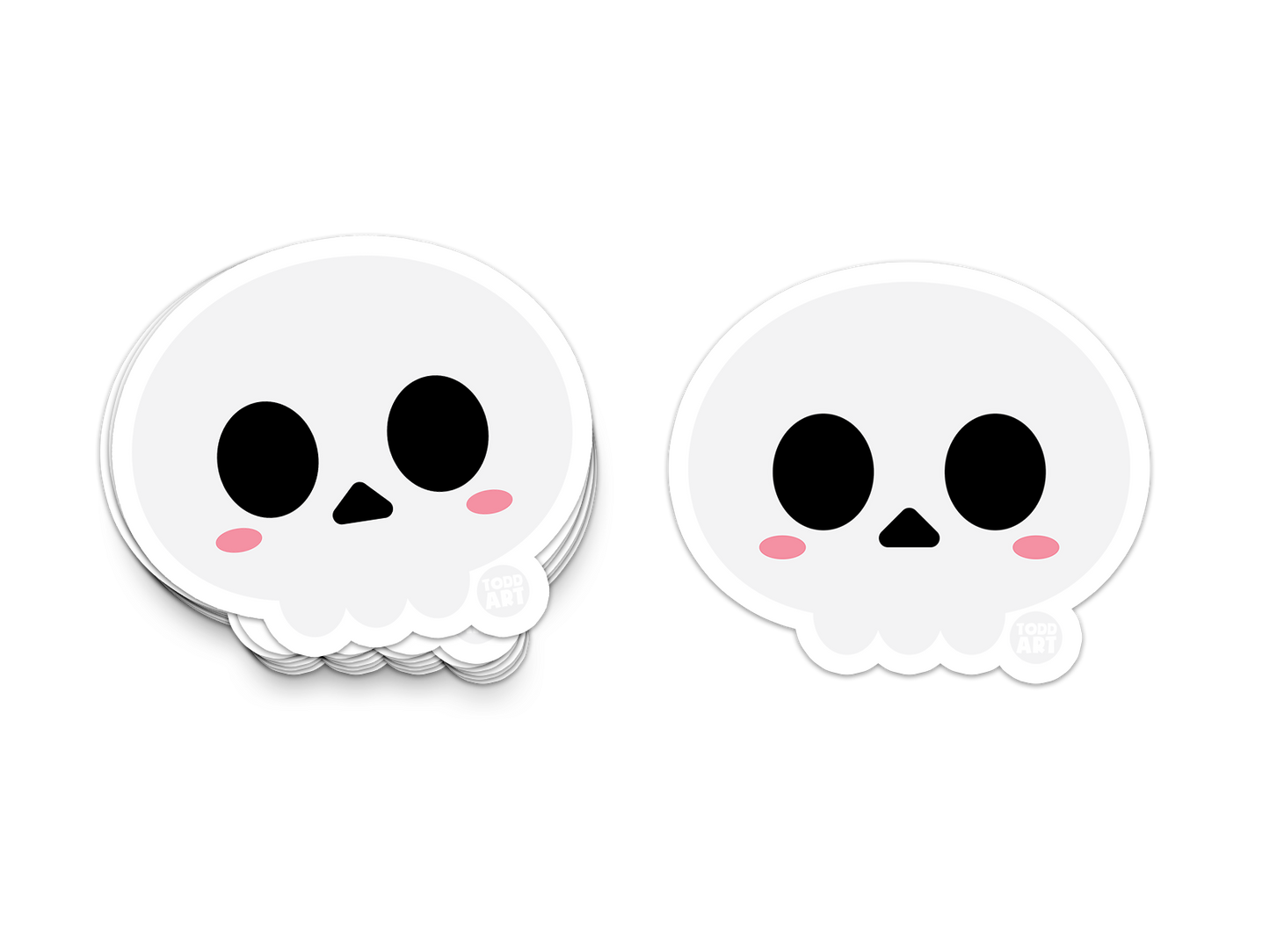 Boo Boo Buddies™ Skull Sticker – Cute Kawaii Vinyl 3″ Die‑Cut, Waterproof & Glossy
