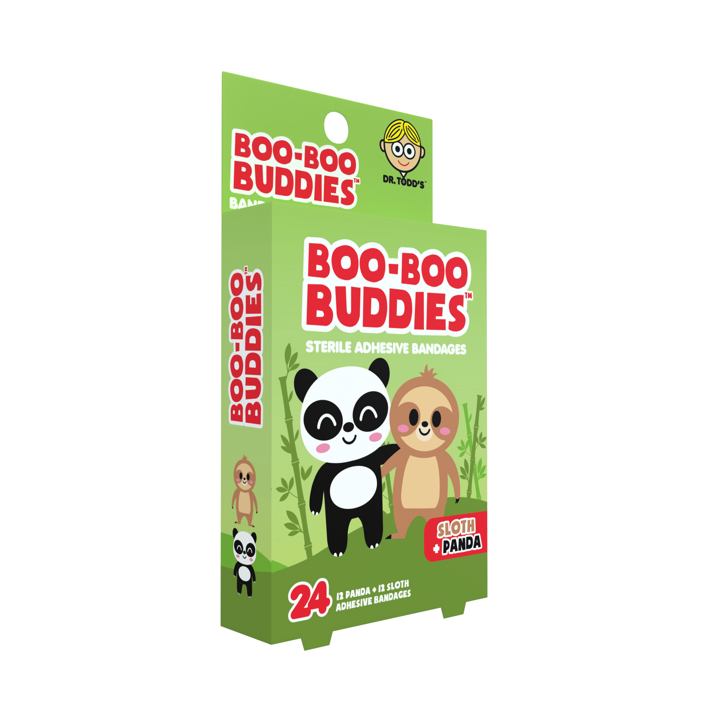 Sloth & Panda Bandages for Kids – Waterproof, Latex-Free, 24 Count | Dr. Todd’s Boo-Boo Buddies®