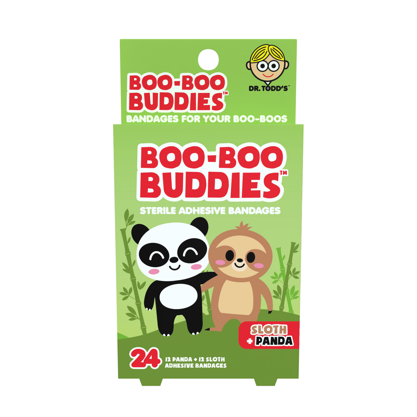 Sloth & Panda Bandages for Kids – Waterproof, Latex-Free, 24 Count | Dr. Todd’s Boo-Boo Buddies®