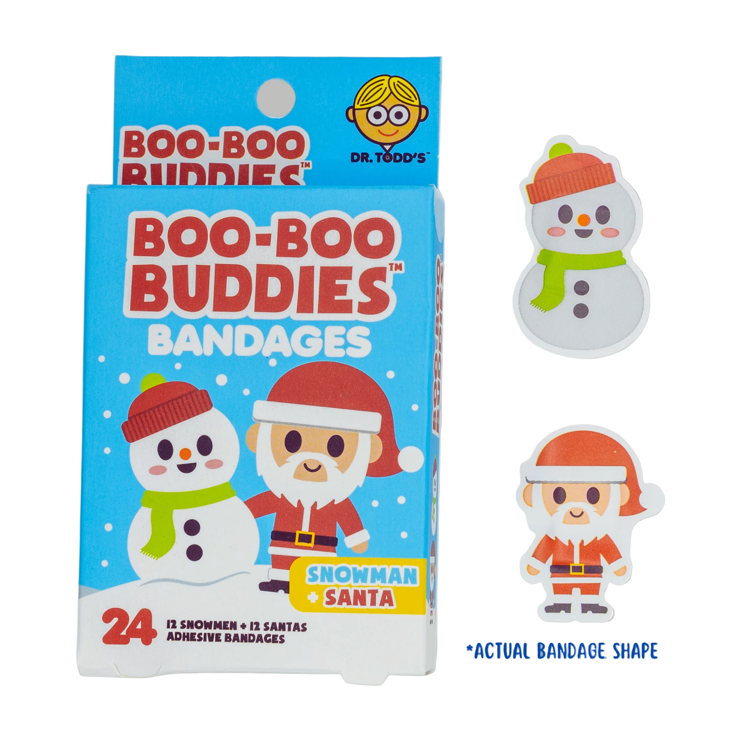 2-Pack Holiday Bandages Bundle – Gingerbread Man, Reindeer, Santa & Snowman Shapes | 2-Pack (48 Ct) Boo Boo Buddies™