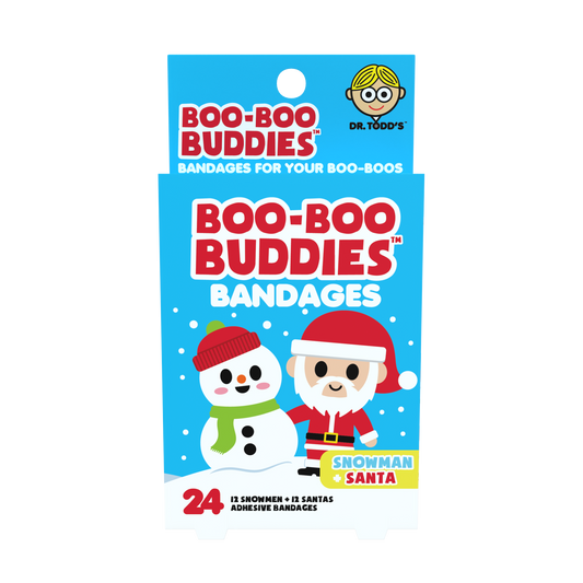 Snowman & Sanata Bandages for Kids – Waterproof, Latex-Free, 24 Count | Dr. Todd’s Boo-Boo Buddies®