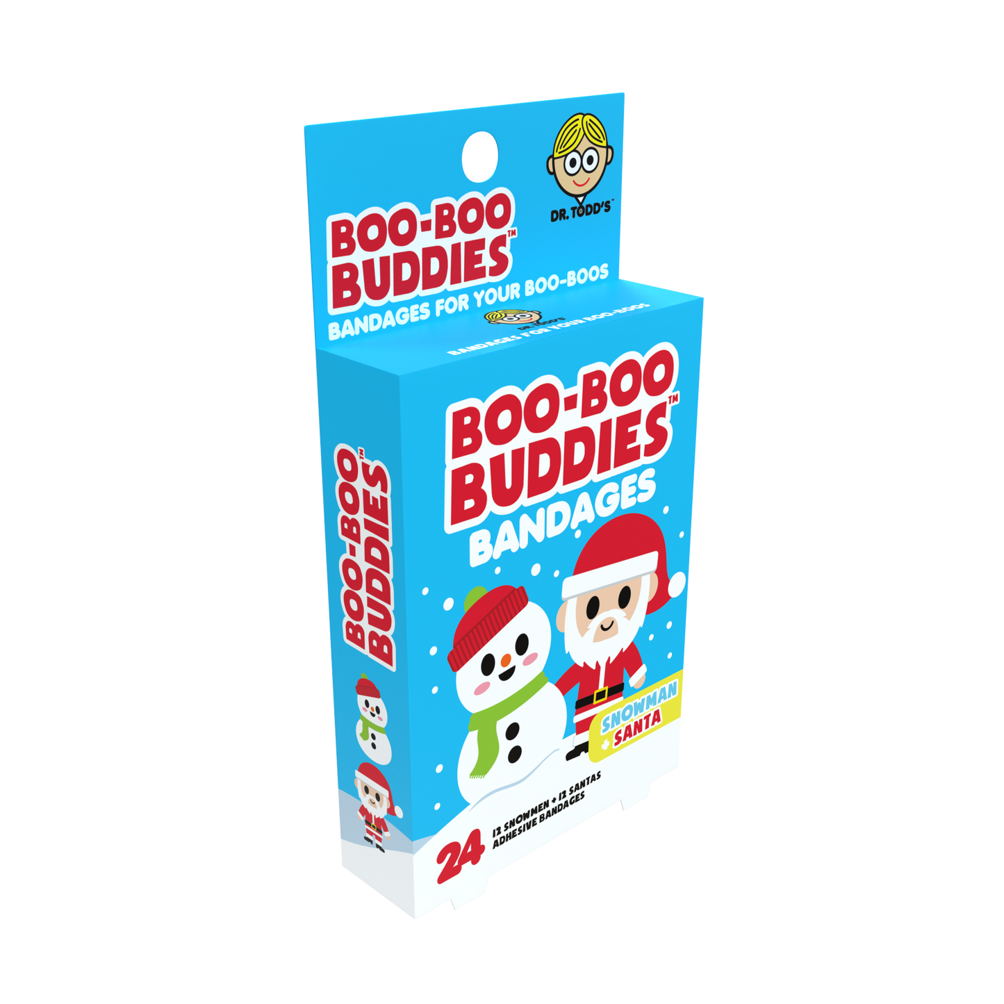 Snowman & Sanata Bandages for Kids – Waterproof, Latex-Free, 24 Count | Dr. Todd’s Boo-Boo Buddies®