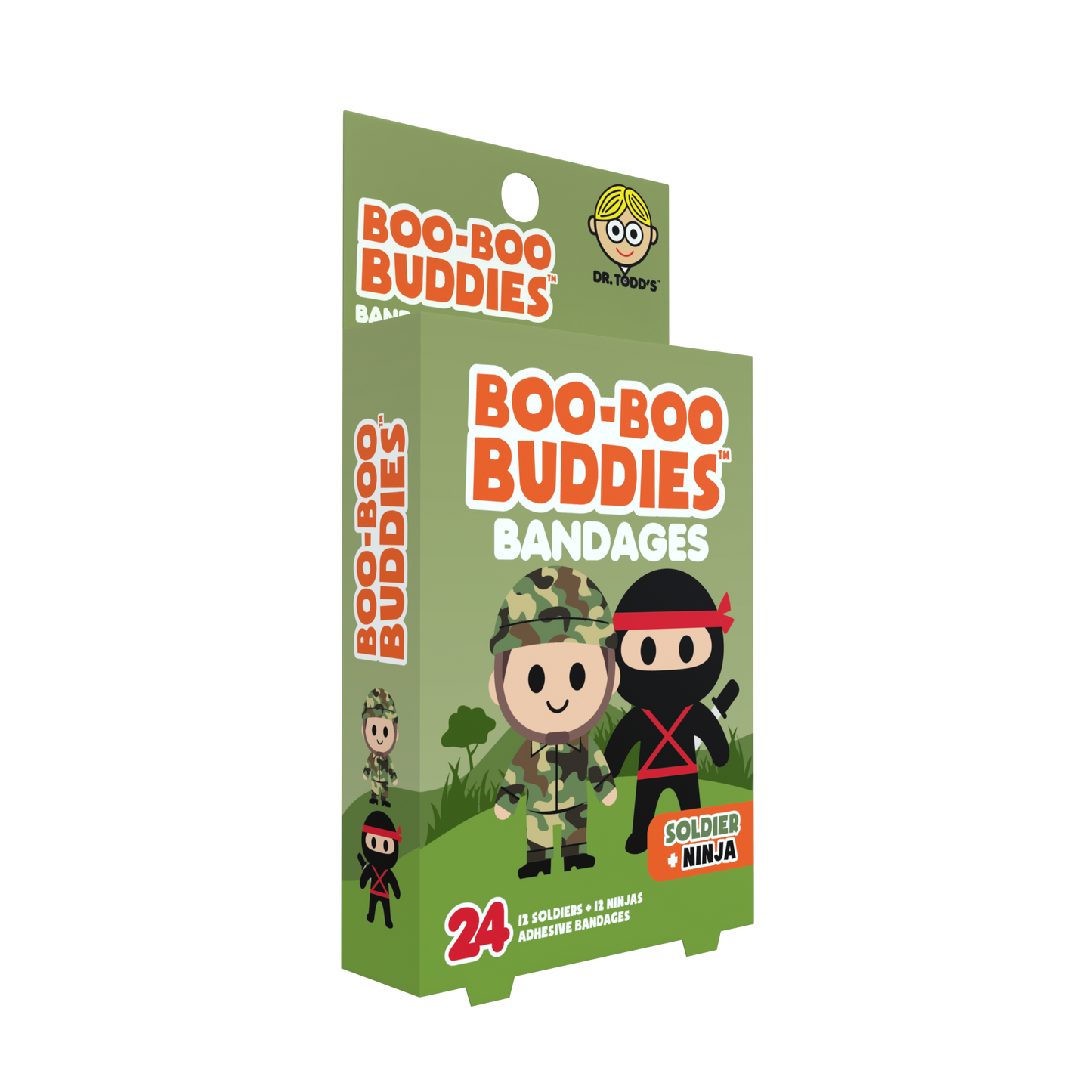 Dr. Todd’s Boo-Boo Buddies® Soldier and Ninja Bandages – 24-Count Action Hero Shaped Bandages for Kids