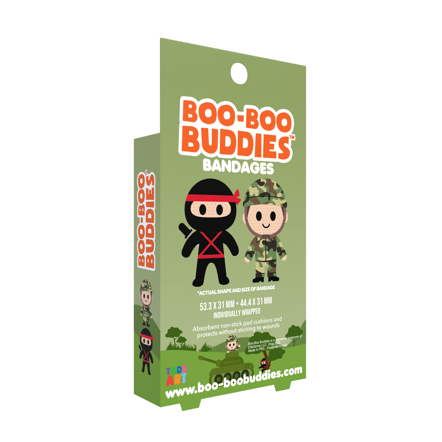 Dr. Todd’s Boo-Boo Buddies® Soldier and Ninja Bandages – 24-Count Action Hero Shaped Bandages for Kids