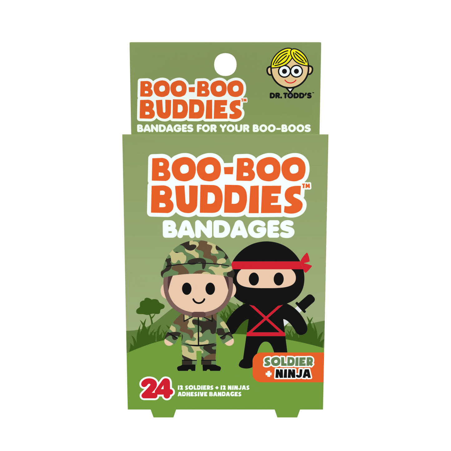 Dr. Todd’s Boo-Boo Buddies® Soldier and Ninja Bandages – 24-Count Action Hero Shaped Bandages for Kids