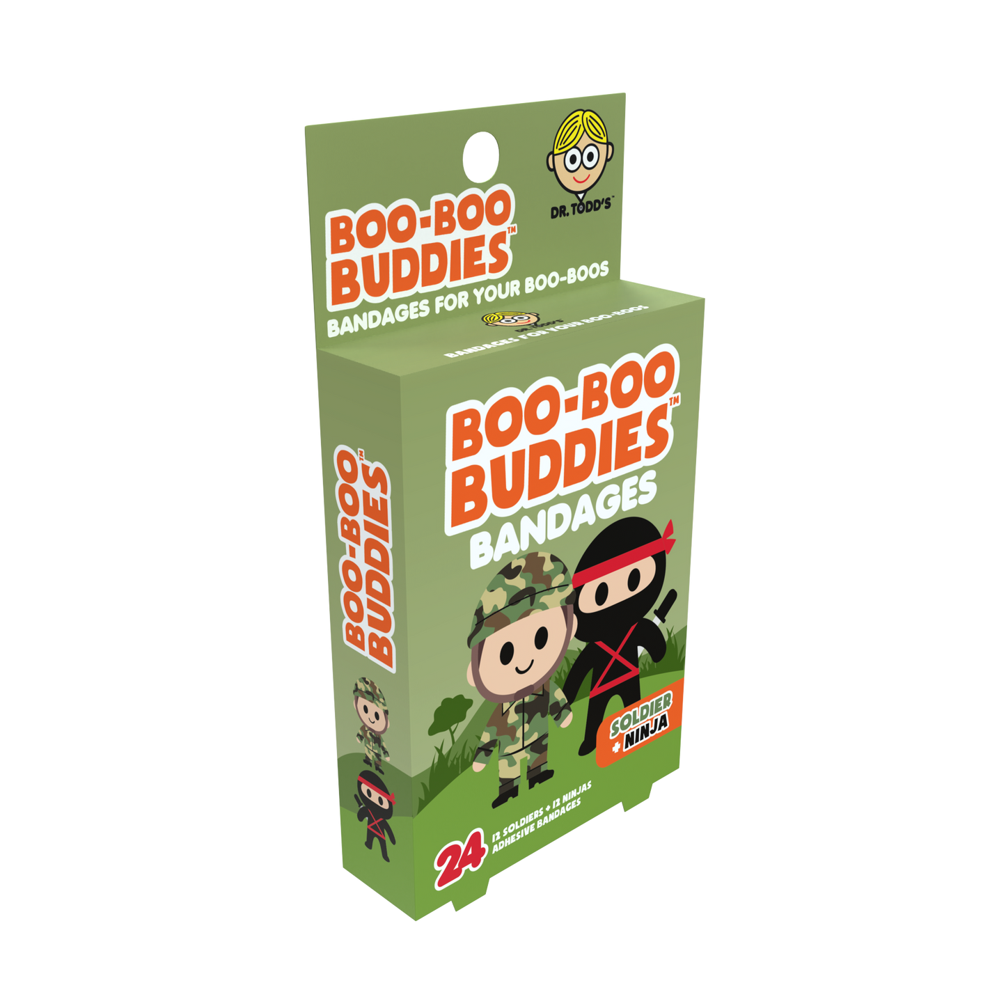 Dr. Todd’s Boo-Boo Buddies® Soldier and Ninja Bandages – 24-Count Action Hero Shaped Bandages for Kids