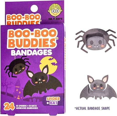 2-Pack Boo Boo Buddies™ Dracula + Frankenstein & Spider + Bat Bandages Bundle – 48 Ct | Fun Halloween Bandages for Kids & Adults, Waterproof, Latex-Free, Sensitive Skin-Friendly, First Aid Kit Essential2-Pack