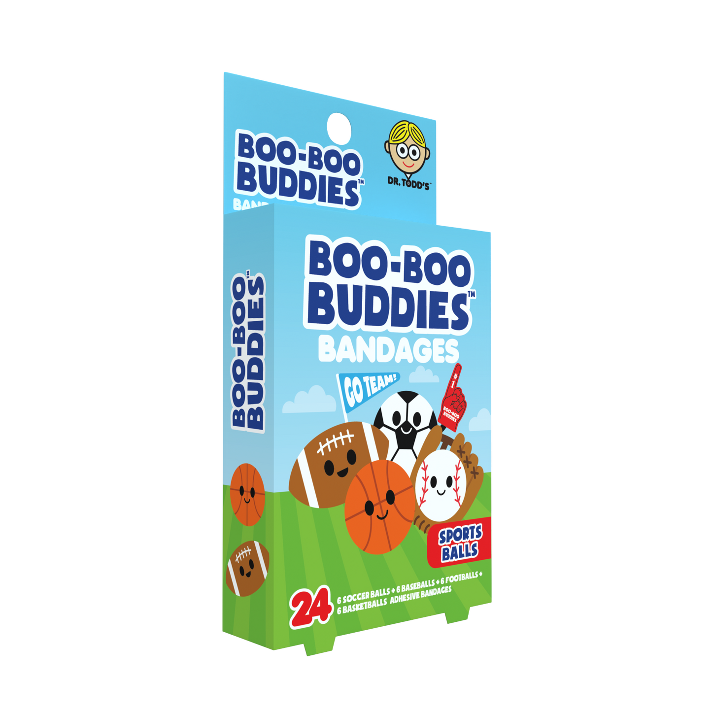 Sports Balls Bandages for Kids – Waterproof, Latex-Free, 24 Count | Dr. Todd’s Boo-Boo Buddies®