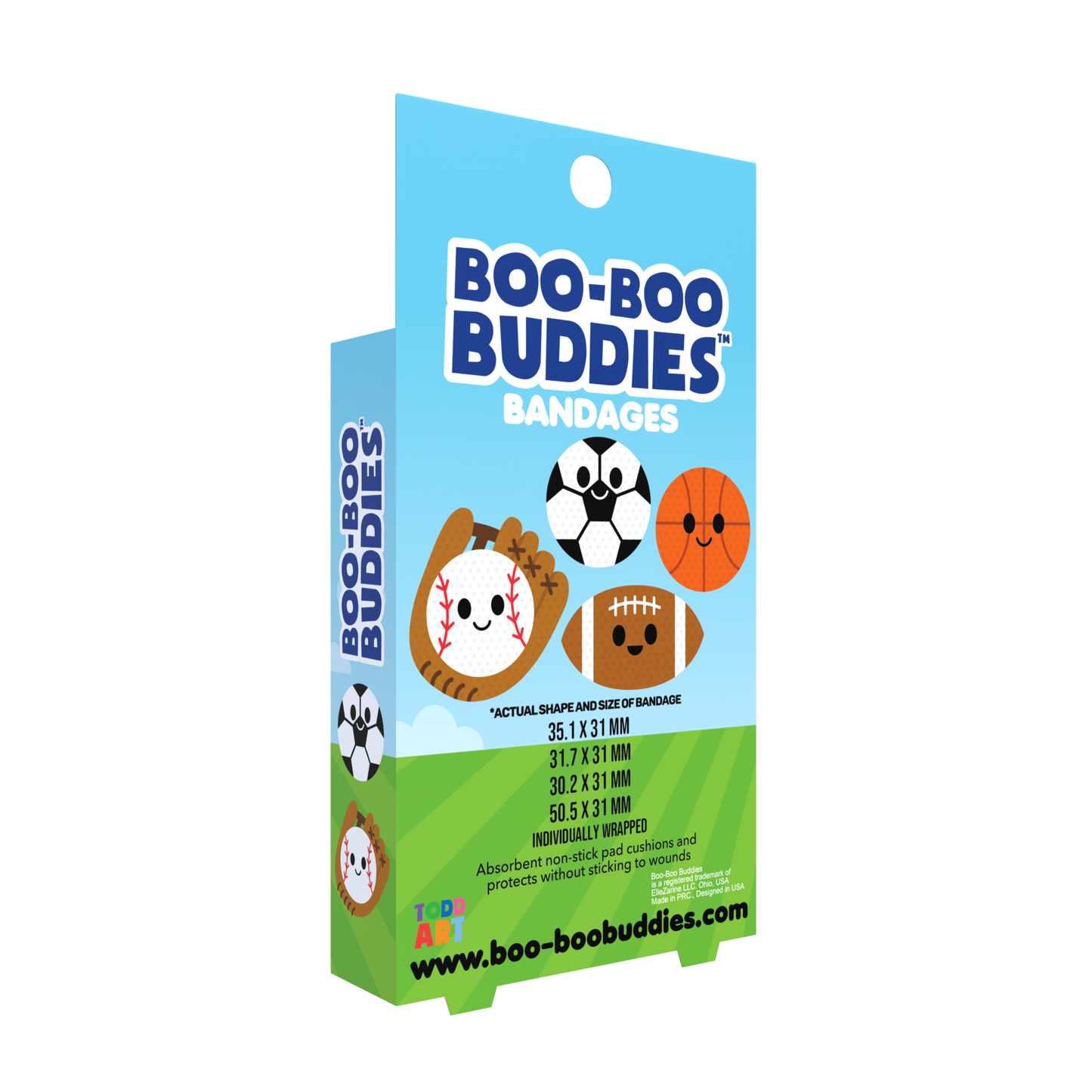 Sports Balls Bandages for Kids – Waterproof, Latex-Free, 24 Count | Dr. Todd’s Boo-Boo Buddies®