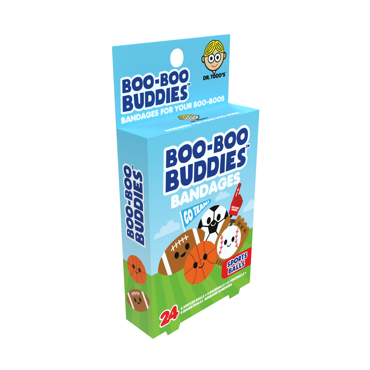 Sports Balls Bandages for Kids – Waterproof, Latex-Free, 24 Count | Dr. Todd’s Boo-Boo Buddies®