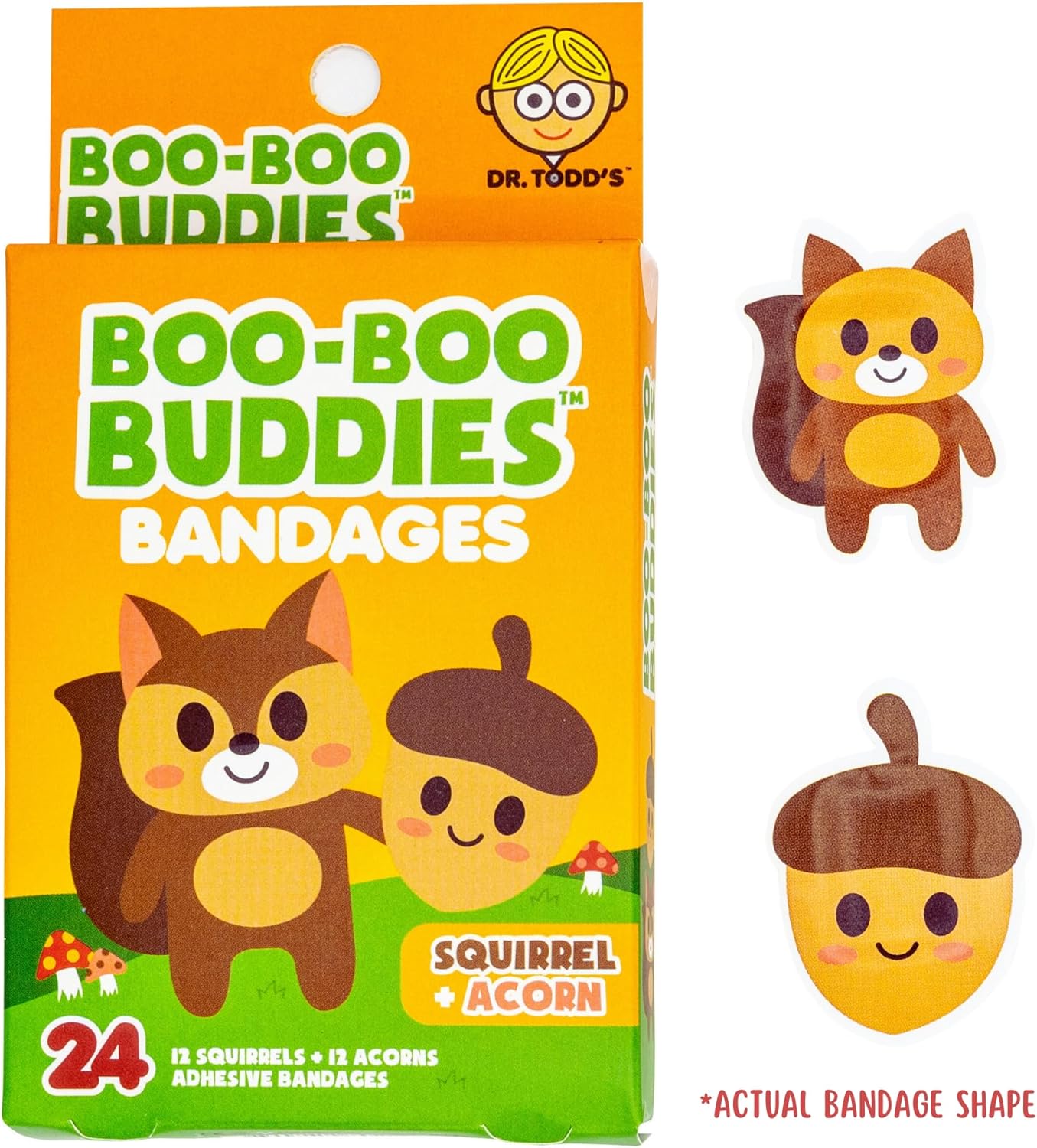 2-Pack Boo Boo Buddies™ Squirrel + Acorn & Turtle + Snail Bandages Bundle – 48 Ct | Fun Waterproof, Latex-Free Kids Bandages for Sensitive Skin