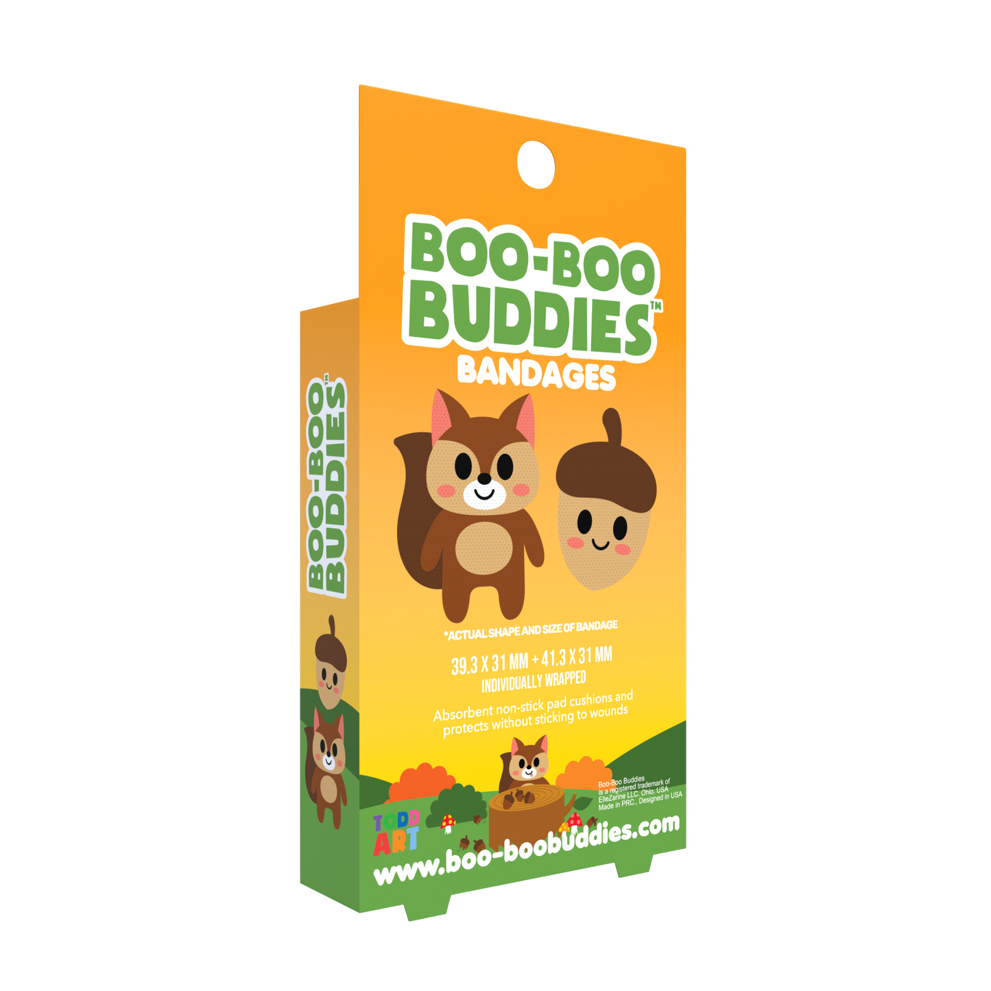Dr. Todd’s Boo-Boo Buddies® Squirrel and Acorn Bandages – 24-Count Woodland-Themed Shaped Bandages for Kids
