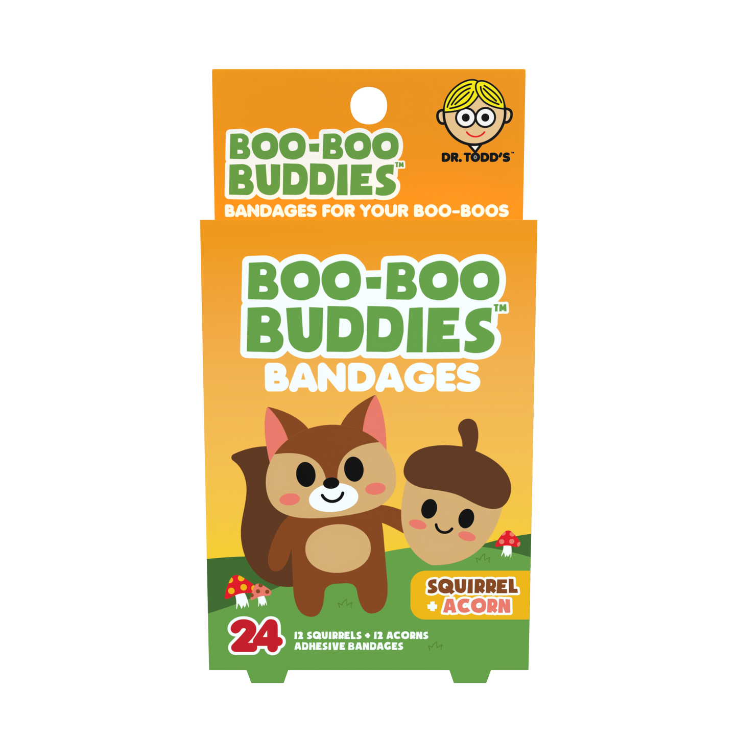Dr. Todd’s Boo-Boo Buddies® Squirrel and Acorn Bandages – 24-Count Woodland-Themed Shaped Bandages for Kids