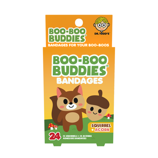 Dr. Todd’s Boo-Boo Buddies® Squirrel and Acorn Bandages – 24-Count Woodland-Themed Shaped Bandages for Kids
