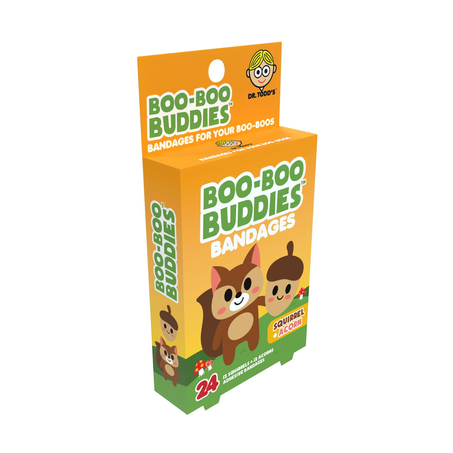 Dr. Todd’s Boo-Boo Buddies® Squirrel and Acorn Bandages – 24-Count Woodland-Themed Shaped Bandages for Kids