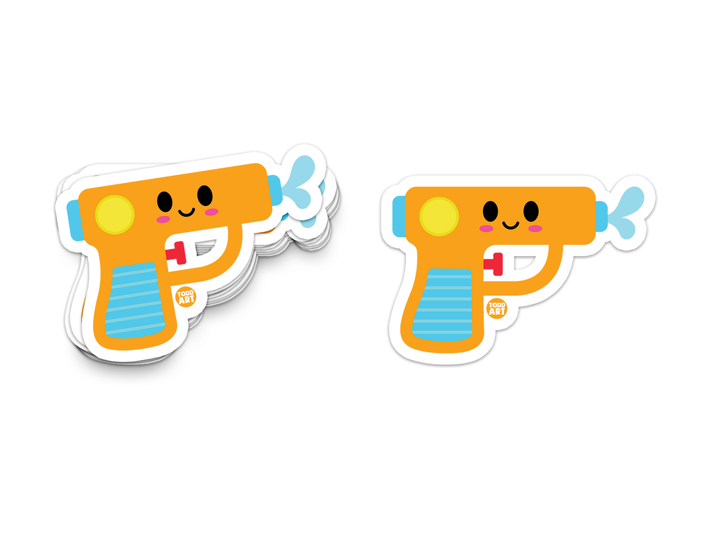 Boo Boo Buddies™ Water-Squirt Gun Sticker – Cute Kawaii Vinyl Sticker, Waterproof Glossy 3″