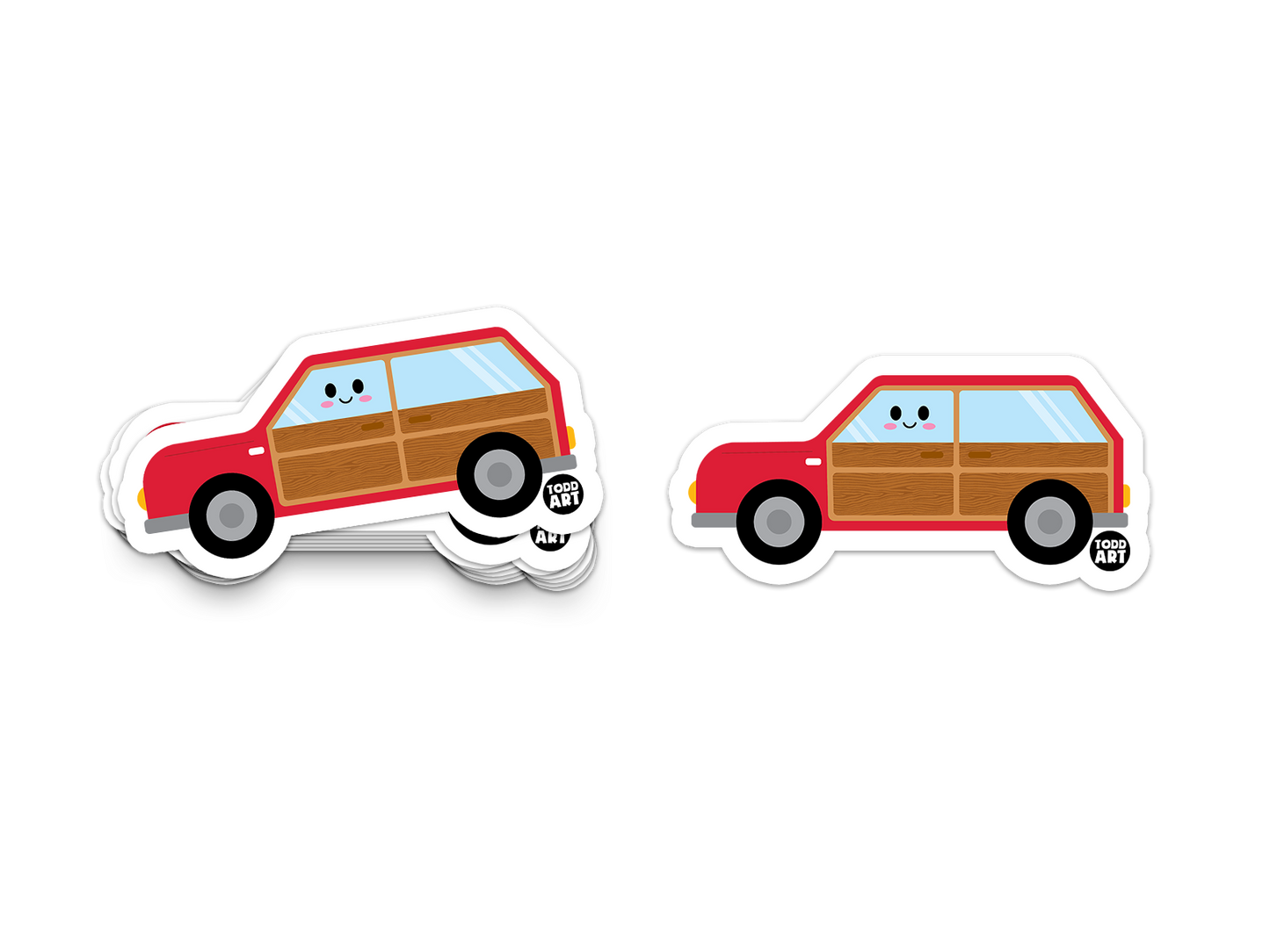 Boo Boo Buddies™ Station Wagon Sticker – Cute Retro Car Vinyl Decal, Glossy Waterproof 3″ Die-Cut