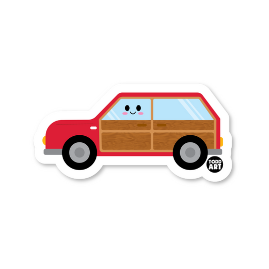 Boo Boo Buddies station wagon vinyl sticker — waterproof, UV-resistant 3″ decal for bottles, laptops & scrapbooks