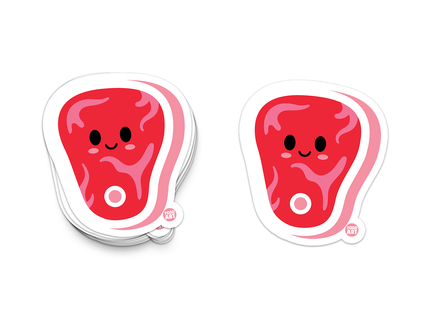 Boo Boo Buddies™ Steak Sticker – Cute Kawaii Vinyl Sticker, Waterproof Glossy 3″ Die‑Cut