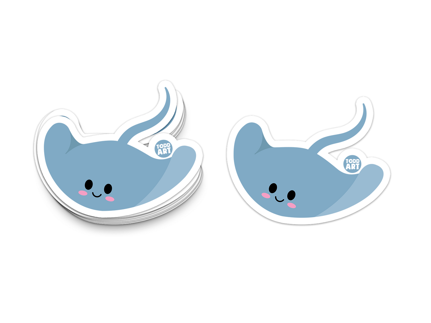 Boo Boo Buddies™ Stingray Sticker – Cute Kawaii Vinyl Sticker, Waterproof Glossy 3″ Die‑Cut