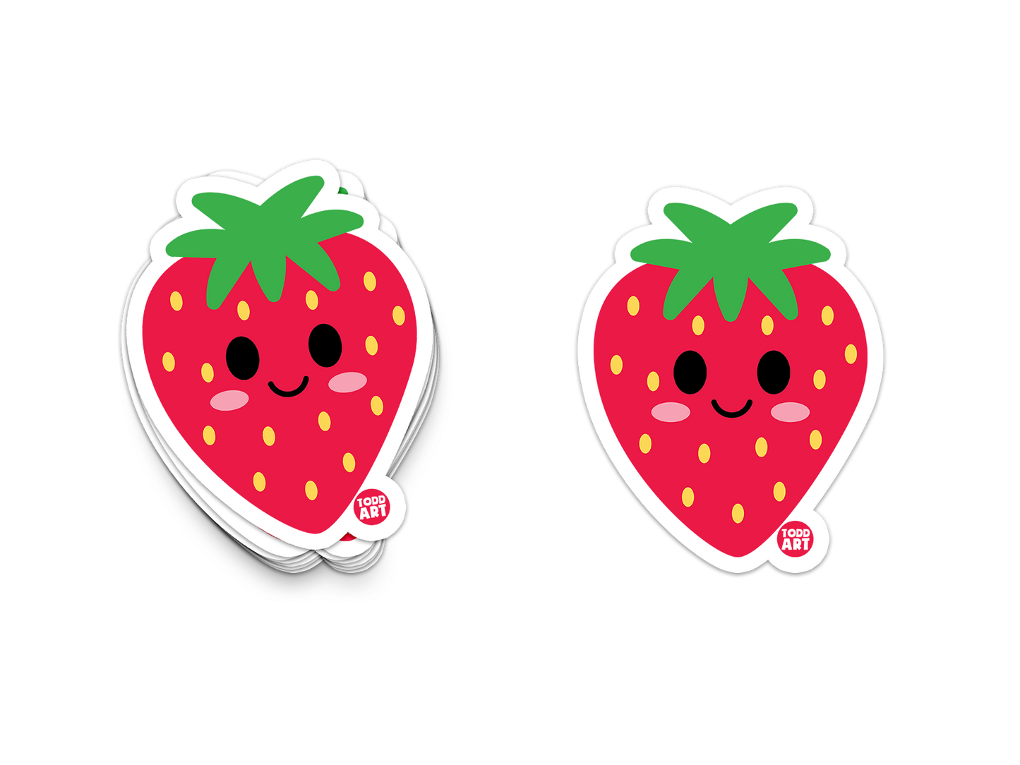 Boo Boo Buddies™ Strawberry Sticker – Cute Kawaii Vinyl Sticker, Waterproof Glossy 3″ Die‑Cut