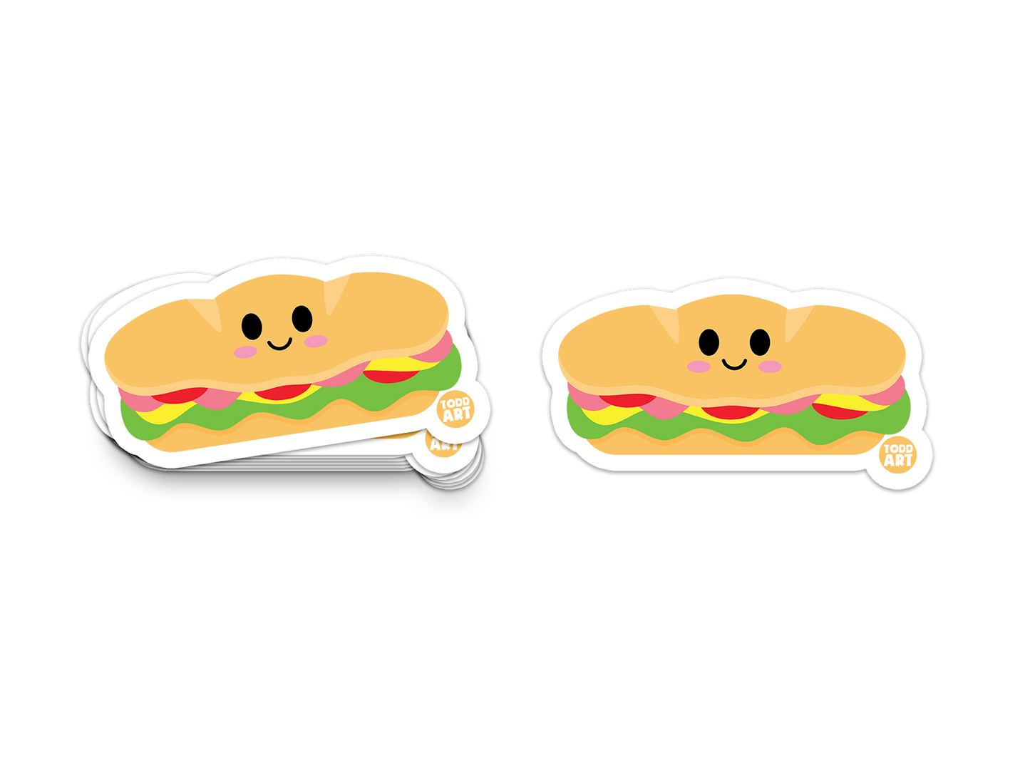 Boo Boo Buddies™ Sub Sandwich Sticker – Cute Kawaii Vinyl Sticker, Waterproof Glossy 3″ Die‑Cut