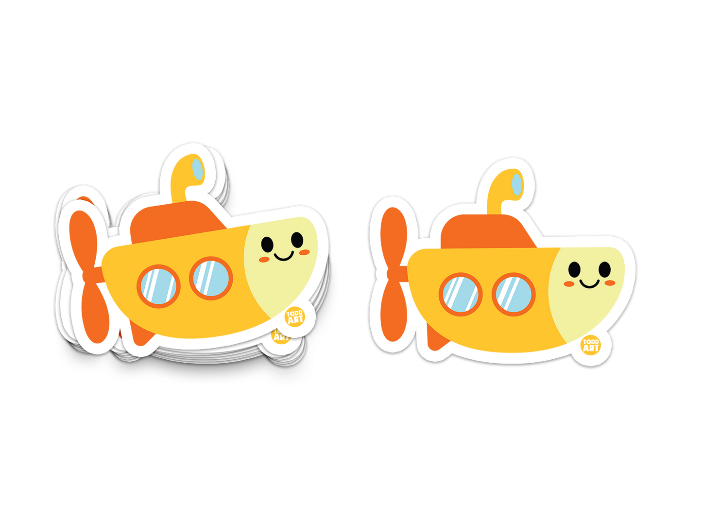 Boo Boo Buddies™ Submarine Sticker – Cute Kawaii Vinyl Sticker, Waterproof Glossy 3″ Die‑Cut