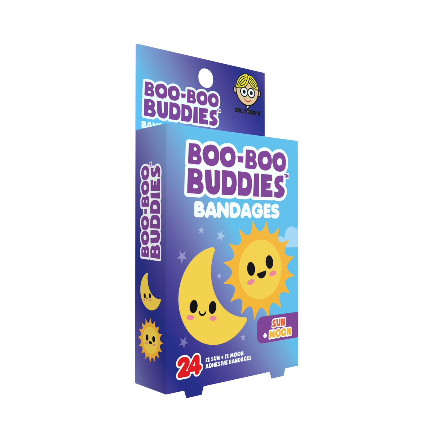 Dr. Todd’s Boo-Boo Buddies® Sun and Moon Bandages – 24-Count Celestial Adhesive Bandages for Kids