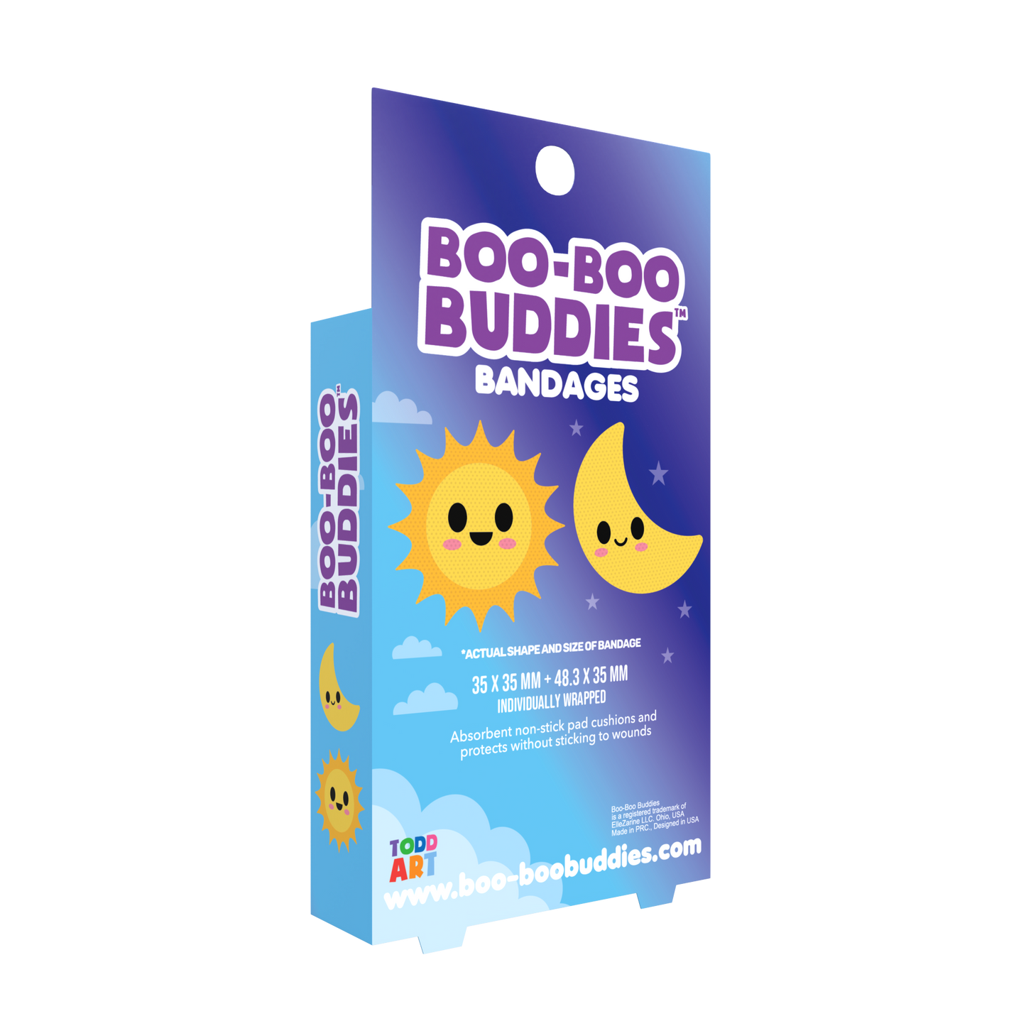 Dr. Todd’s Boo-Boo Buddies® Sun and Moon Bandages – 24-Count Celestial Adhesive Bandages for Kids