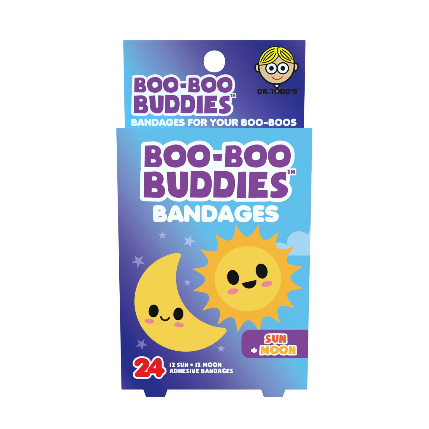 Dr. Todd’s Boo-Boo Buddies® Sun and Moon Bandages – 24-Count Celestial Adhesive Bandages for Kids