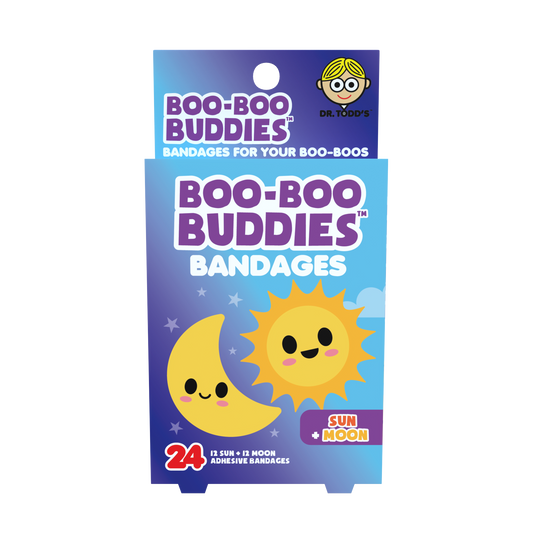 Dr. Todd’s Boo-Boo Buddies® Sun and Moon Bandages – 24-Count Celestial Adhesive Bandages for Kids