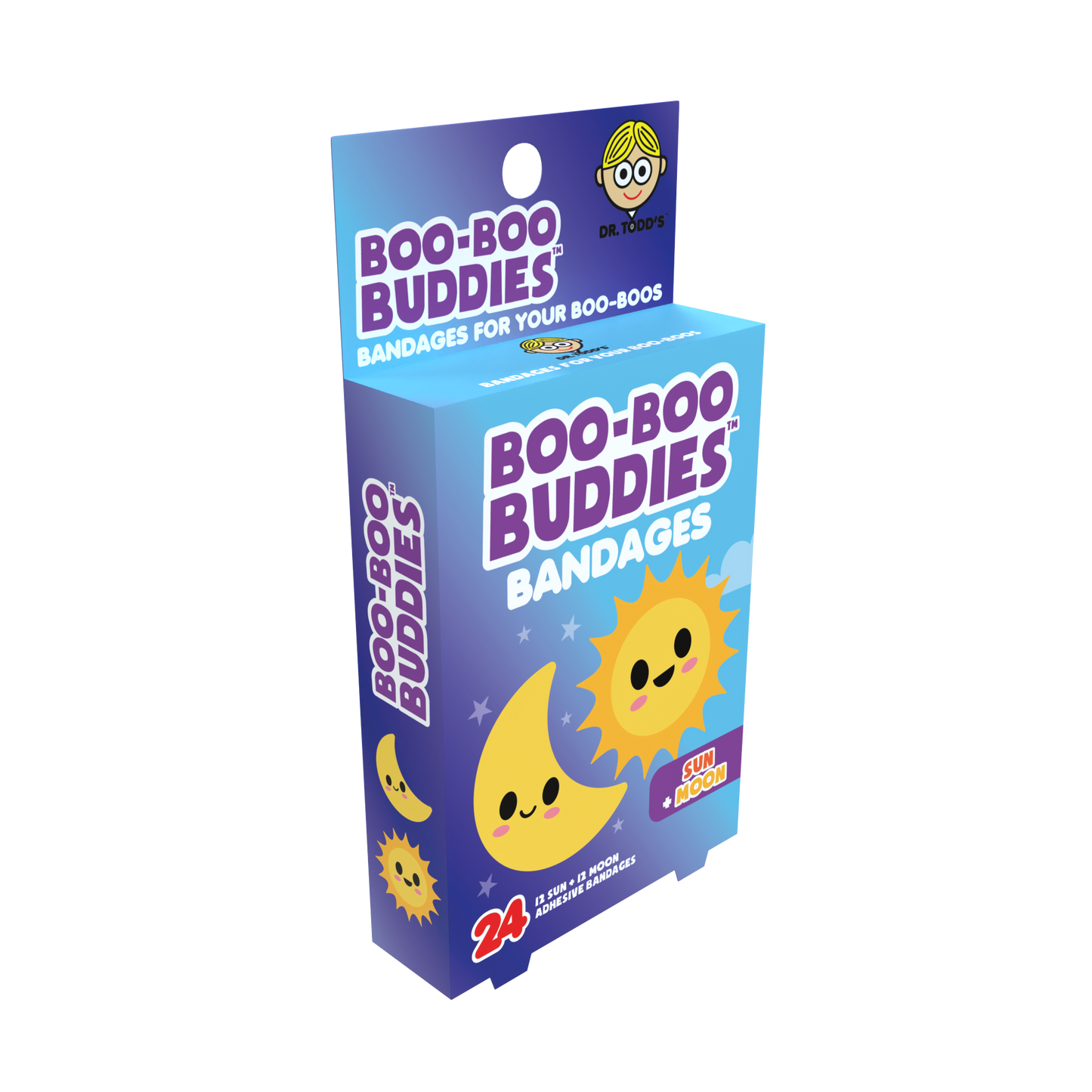Dr. Todd’s Boo-Boo Buddies® Sun and Moon Bandages – 24-Count Celestial Adhesive Bandages for Kids