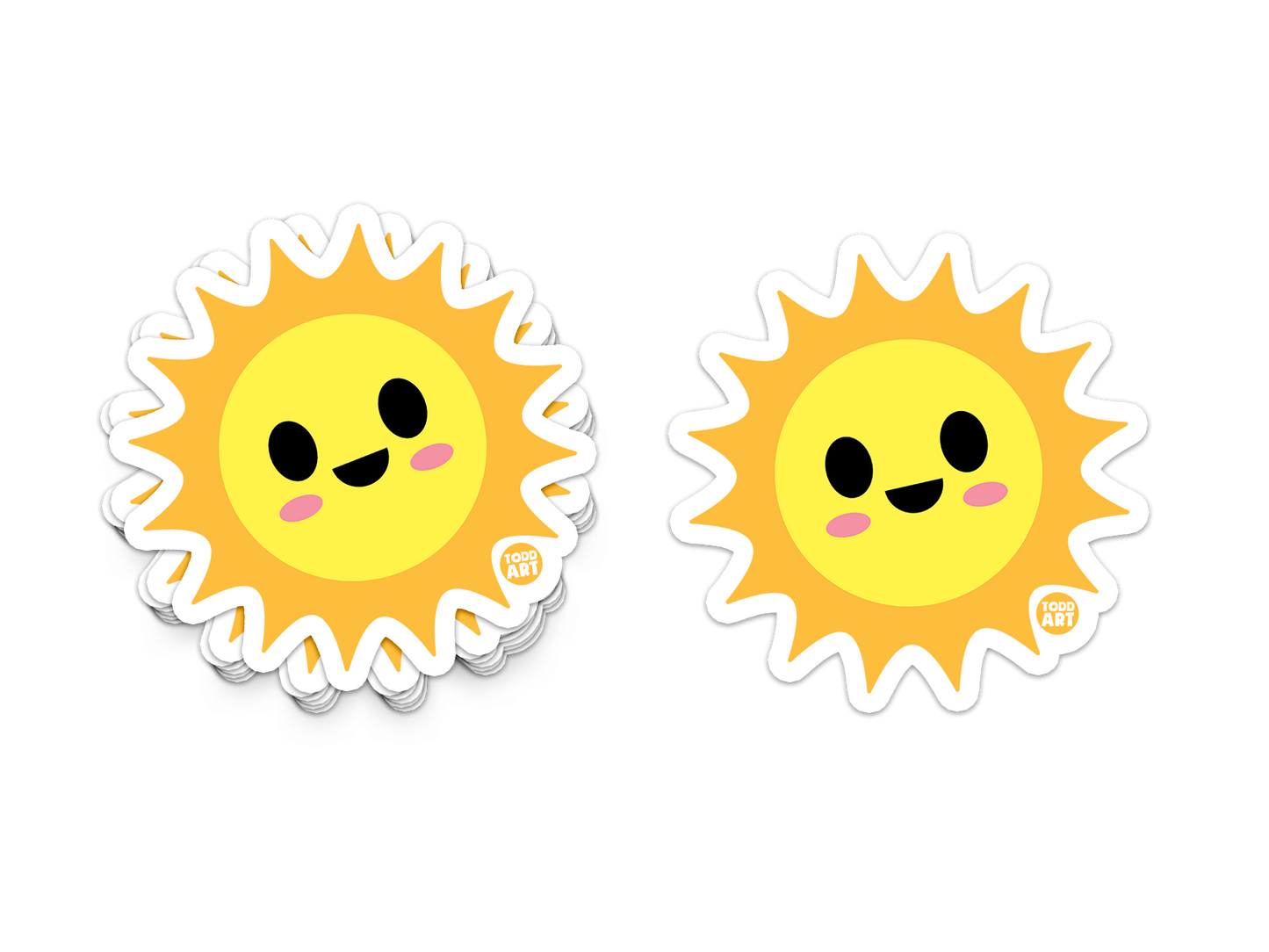Boo Boo Buddies™ Sun Sticker – Cute Kawaii Vinyl Sticker, Waterproof Glossy 3″ Die‑Cut