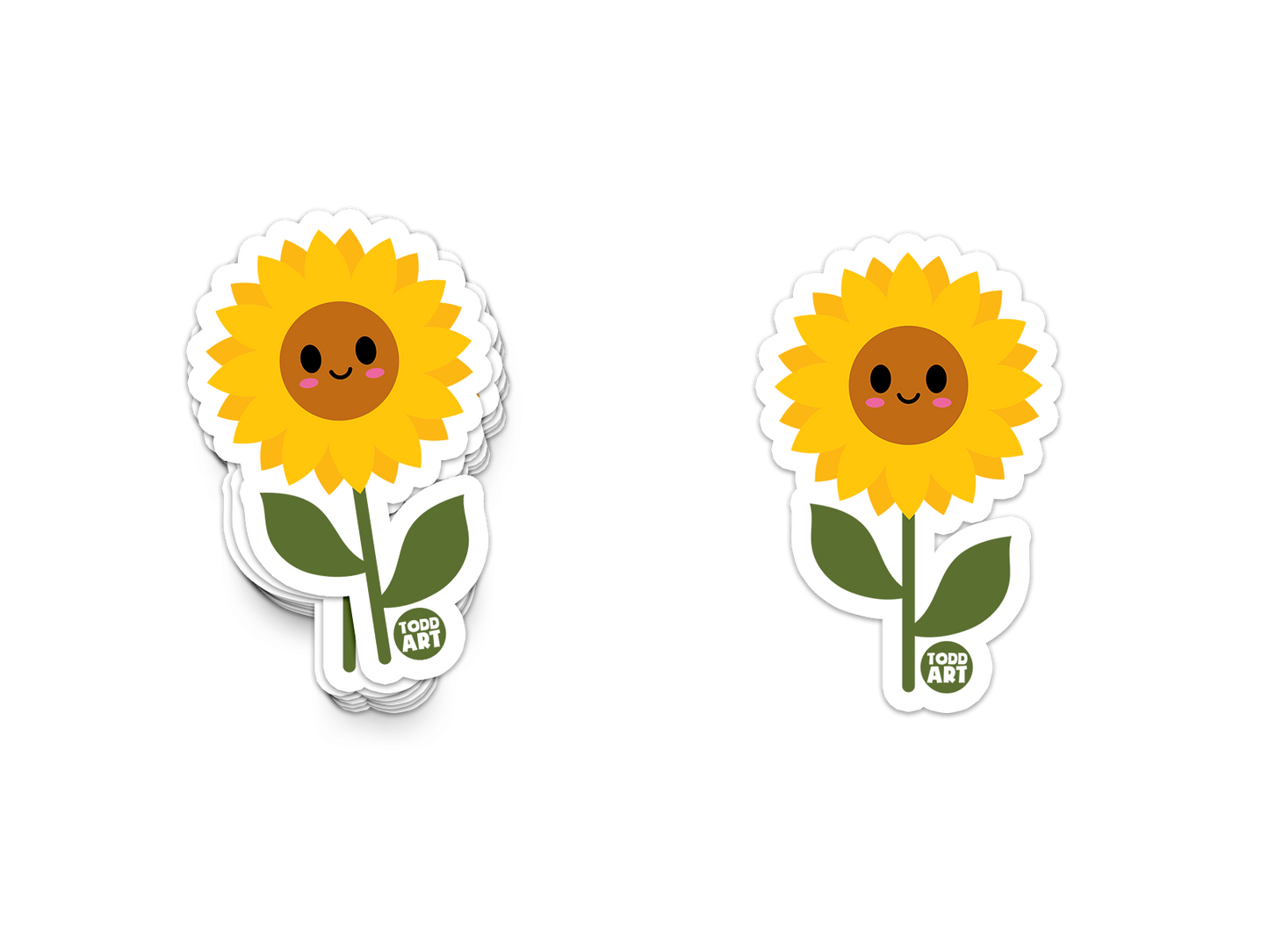 Boo Boo Buddies™ Sunflower Sticker – Cute Kawaii Vinyl Sticker, Waterproof Glossy 3″ Die‑Cut