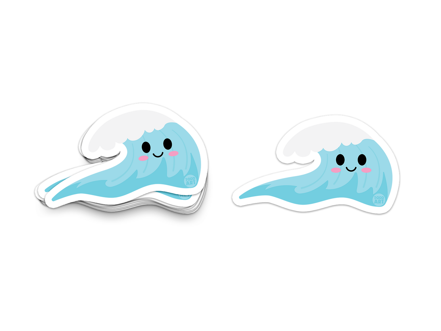 Boo Boo Buddies™ Surf Wave Sticker – Cute Kawaii Vinyl Sticker, Waterproof Glossy 3″ Die‑Cut